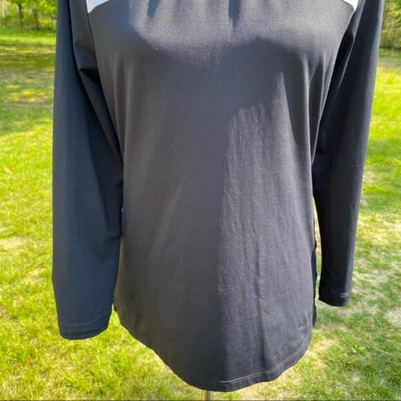 DONCASTER TOP BLACK WHITE COLOR BLOCK STRETCH Size S - Picture 4 of 9